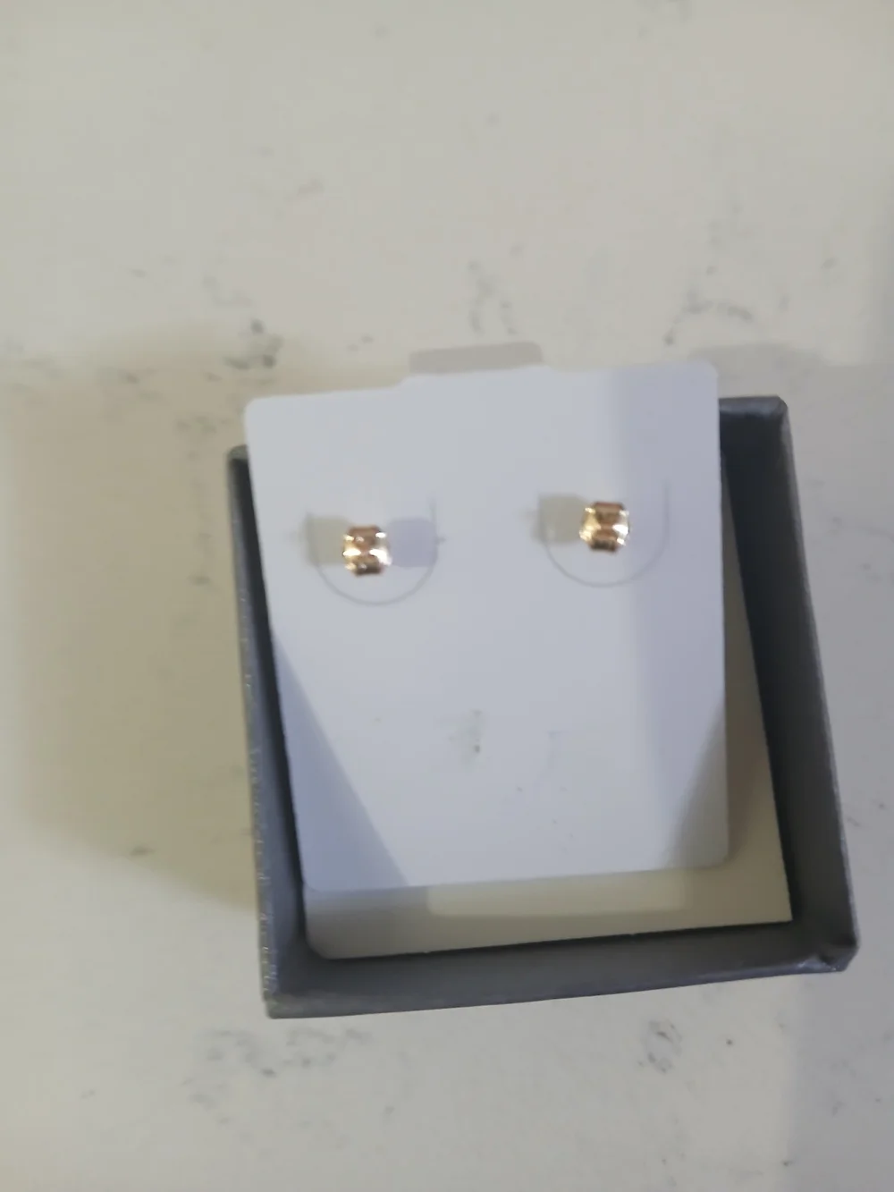 14K Gold Kids Cross Stud Earrings - White Display